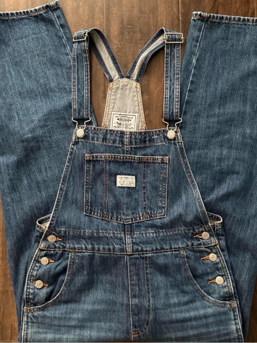 Levi’s Denim Dark Wash Straight Leg Jeans Overalls Women’s Size Small